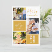 Yellow Tartan Pset foto collage kerst Feestdagenkaart (Staand voorkant)