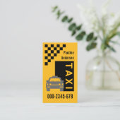Yellow Taxi Black Check Box Visitekaartje (Staand voorkant)
