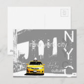 Yellow Taxi Brooklyn Bridge Briefkaart (Voorkant / Achterkant)