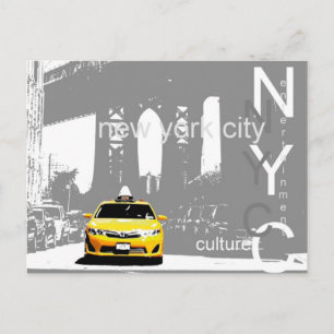 Yellow Taxi Brooklyn Bridge Briefkaart