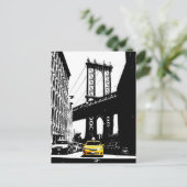 Yellow Taxi Brooklyn Bridge Feestdagenkaart (Staand voorkant)