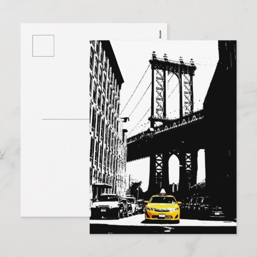 Yellow Taxi Brooklyn Bridge Feestdagenkaart (Voorkant / Achterkant)
