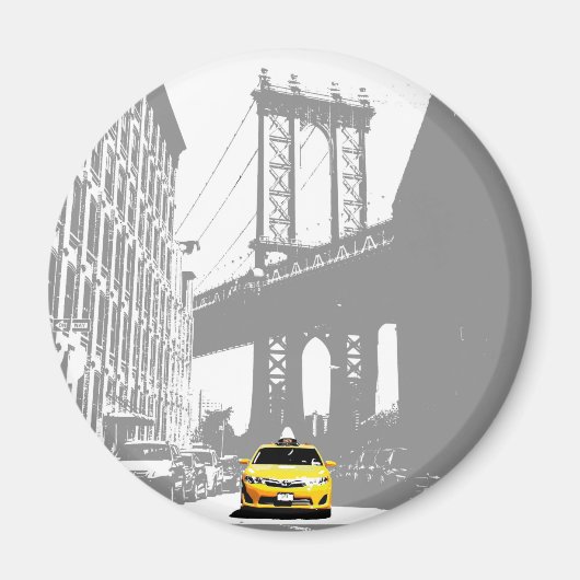 Yellow Taxi Brooklyn Bridge Magneet (Voorkant)