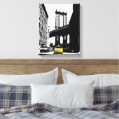 Yellow Taxi Brooklyn Bridge Nyc New York City Art Canvas Afdruk (Insitu (Slaapkamer))