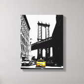 Yellow Taxi Brooklyn Bridge Nyc New York City Art Canvas Afdruk (Voorkant)