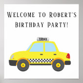 Yellow Taxi Cab Birthday Party Square Poster (Voorkant)