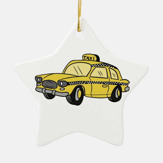 Yellow Taxi Cab Keramisch Ornament (Voorkant)