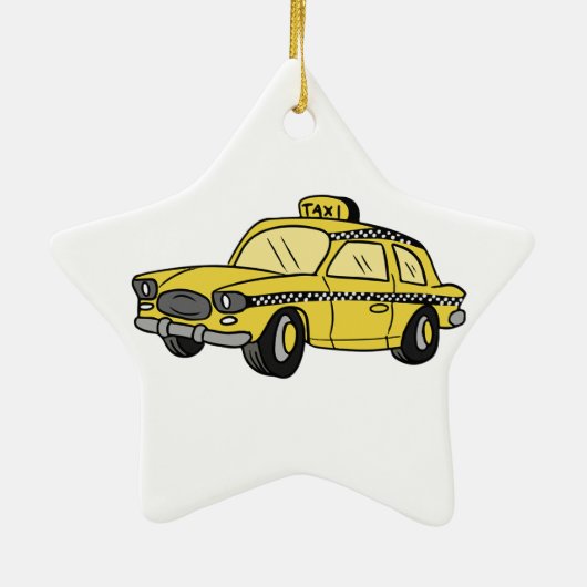 Yellow Taxi Cab Keramisch Ornament (Achterkant)