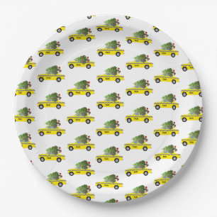 Yellow Taxi Cab kerstboom Festive Holiday NYC Papieren Bordje