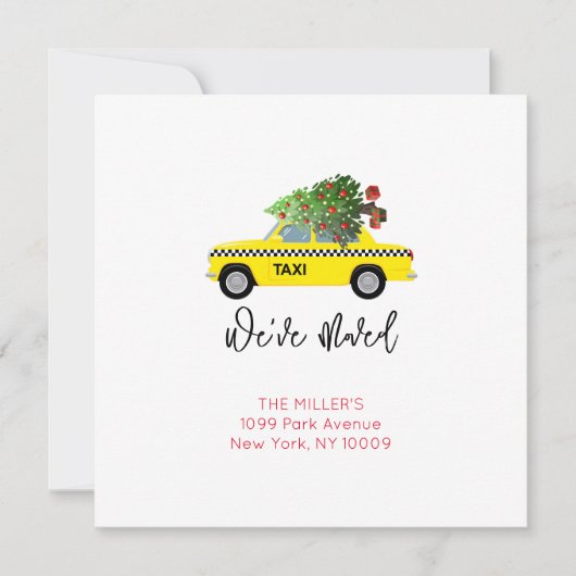 Yellow Taxi Cab kerstboom We hebben adres verplaat (Voorkant)