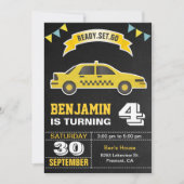 Yellow Taxi Cab kinderen Birthday Party Kaart (Voorkant)