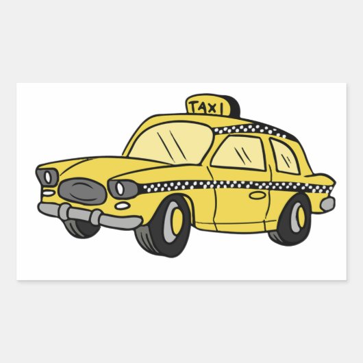 Yellow Taxi Cab Rechthoekige Sticker (Voorkant)