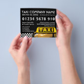 Yellow Taxi Cab Sign with Price List Advertising Flyer (Hand)