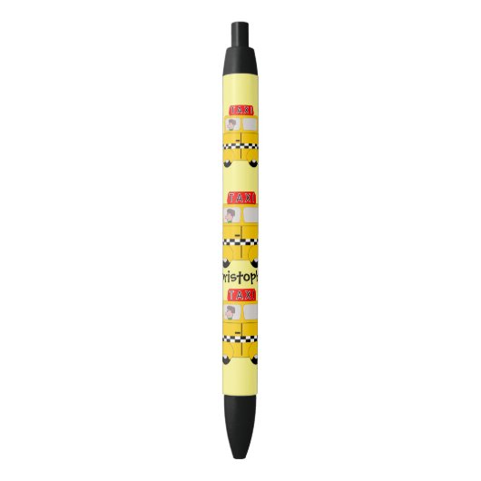 Yellow Taxi gepersonaliseerd Zwarte Inkt Pen (Voorkant Verticaal)