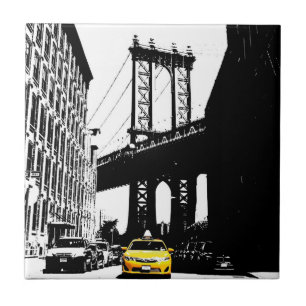 Yellow Taxi New York City Ny Nyc Brooklyn Bridge Tegeltje