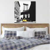Yellow Taxi New York City Nyc Brooklyn Bridge Canvas Afdruk (Insitu (Slaapkamer))