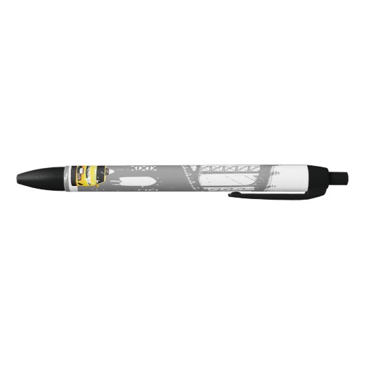 Yellow Taxi Nyc Brooklyn Bridge New York City Zwarte Inkt Pen (Bodem)