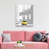 Yellow Taxi Nyc New York City Brooklyn Bridge Canvas Afdruk (Insitu (Woonkamer))