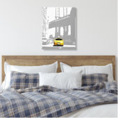 Yellow Taxi Nyc New York City Brooklyn Bridge Canvas Afdruk (Insitu (Slaapkamer))