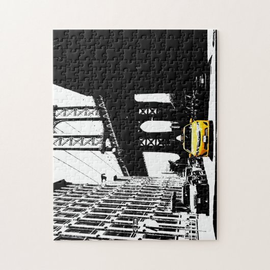 Yellow Taxi Nyc New York City Brooklyn Bridge Legpuzzel (Verticaal)