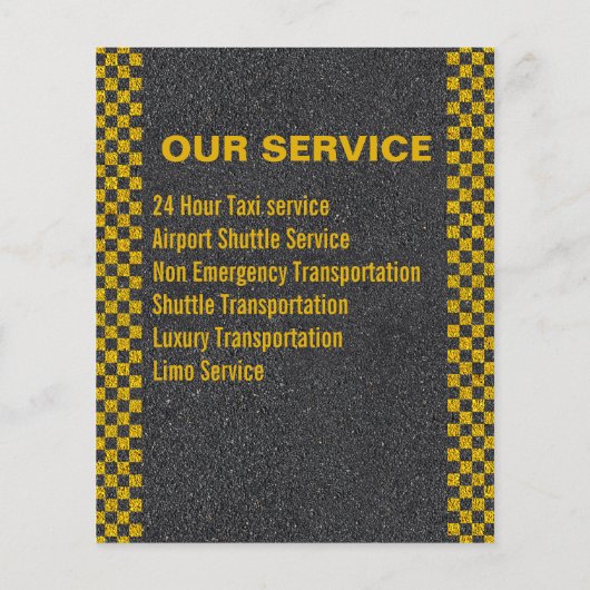 Yellow Taxi Service Business Cab Driver Flyer (Achterkant)