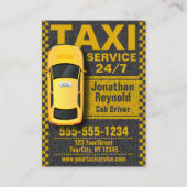 Yellow Taxi Service Cab Driver Visitekaartje (Voorkant)