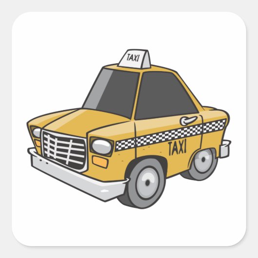 Yellow Taxi Vierkante Sticker (Voorkant)