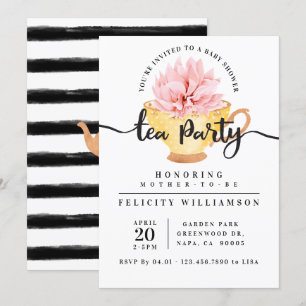 Yellow Teacup Tea Party Baby shower Invitation Kaart