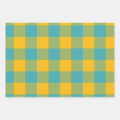 Yellow & Teal Squiggly Buffalo Plaid & Polka Dots Inpakpapier Vel (Voorkant 3)