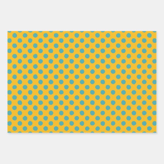Yellow & Teal Squiggly Buffalo Plaid & Polka Dots Inpakpapier Vel (Voorkant 2)