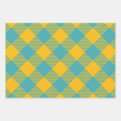 Yellow & Teal Squiggly Buffalo Plaid & Polka Dots Inpakpapier Vel (Voorkant)