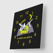 Yellow Teardrop Camper acrylwand Vierkante Klok (Hoek)