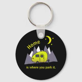 Yellow Teardrop Camper Button Sleutelhanger