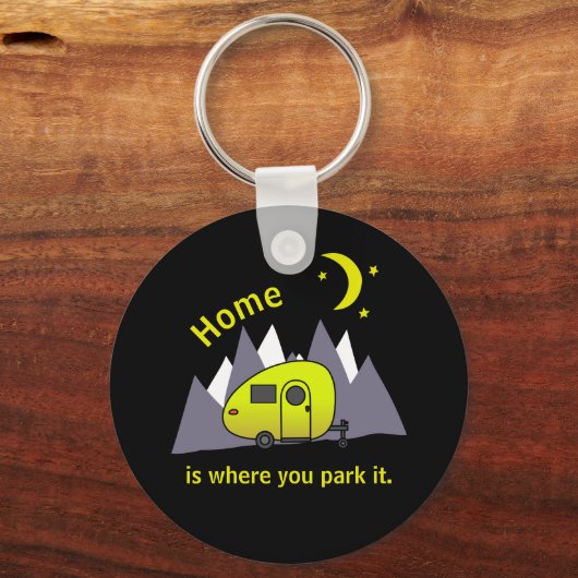 Yellow Teardrop Camper Button Sleutelhanger (Voorkant)