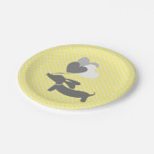 Yellow Teckel Party Borden Ballonnen Papieren Bordje (Gekanteld)