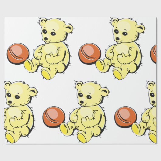 Yellow Teddy Bear Cadeaupapier (Vlak)