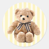 Yellow Teddy Bear Ronde Sticker (Voorkant)