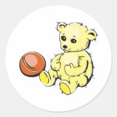 Yellow Teddy Bear Ronde Sticker (Voorkant)