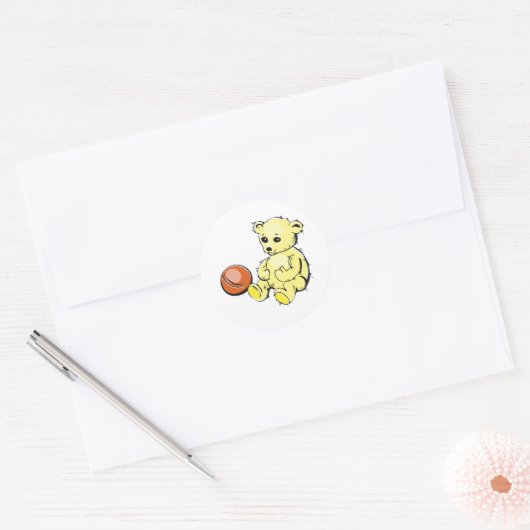 Yellow Teddy Bear Ronde Sticker (Envelop)