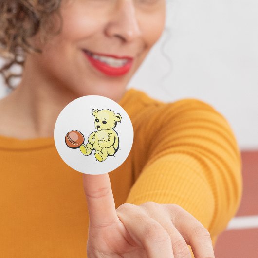 Yellow Teddy Bear Ronde Sticker