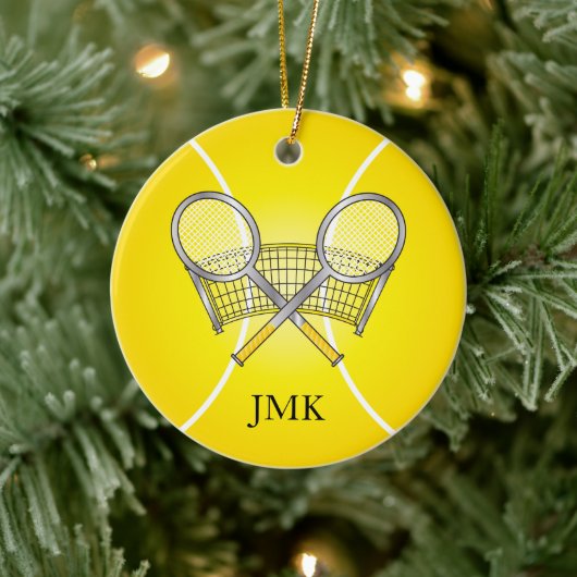 Yellow Tennis Ball | DIY-naam Keramisch Ornament (Boom)