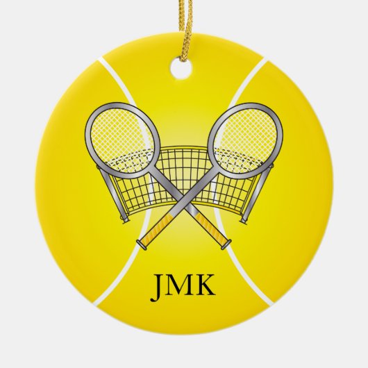 Yellow Tennis Ball | DIY-naam Keramisch Ornament (Voorkant)