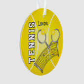Yellow Tennis Ball en Net | DIY-naam Ornament (voorkant)