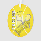 Yellow Tennis Ball en Net | DIY-naam Ornament (voorkant)