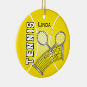 Yellow Tennis Ball en Net Keramisch Ornament (Rechts)