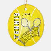 Yellow Tennis Ball en Net Keramisch Ornament (Links)