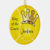 Yellow Tennis Ball King of the Court Personalize Keramisch Ornament (Rechts)