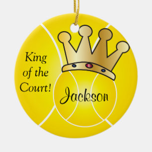 Yellow Tennis Ball Koning van het Hof Personalis Keramisch Ornament