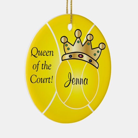 Yellow Tennis Ball| Koningin van de rechtbank pers Keramisch Ornament (Rechts)