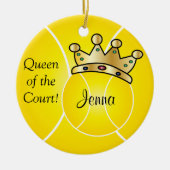 Yellow Tennis Ball| Koningin van de rechtbank pers Keramisch Ornament (Voorkant)